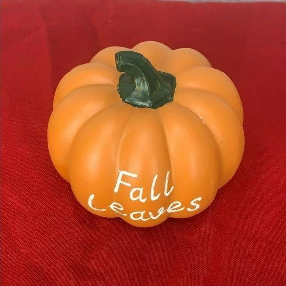 Fall Leaves Orange Pumpkin Harvest Pumpkin Table Decor 4" Tiered Tray Decoration - Picture 3 of 5